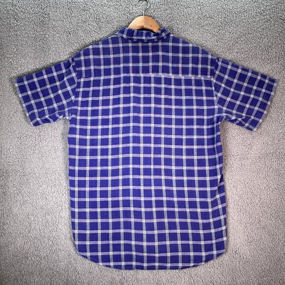 Patagonia Men's Purple Blue Plaid Checked Short Sleeve Button Down Shirt M - Picture 4 of 5